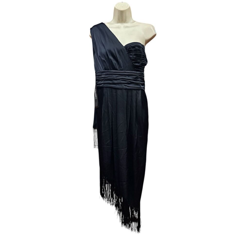 Kay Unger MARTINE FRINGE DRESS in Black NWT Size 10 - Picture 4 of 7